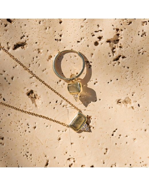 Zohreh Metallic Labradorite & Sapphire Necklace 9K