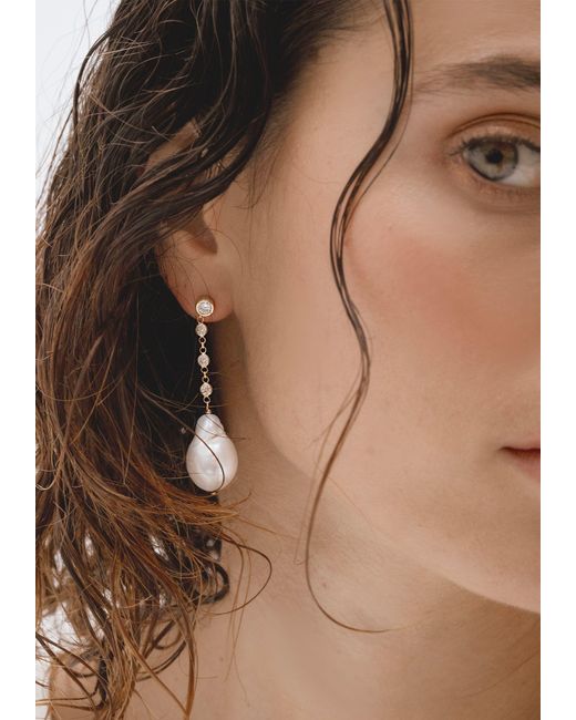 Lavani Jewels White Celine Pearl Baroque Earrings