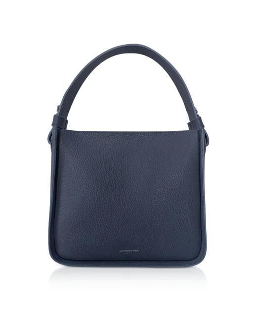 Le Parmentier Blue Duplo Medium Hammered Leather Top Handle Bag