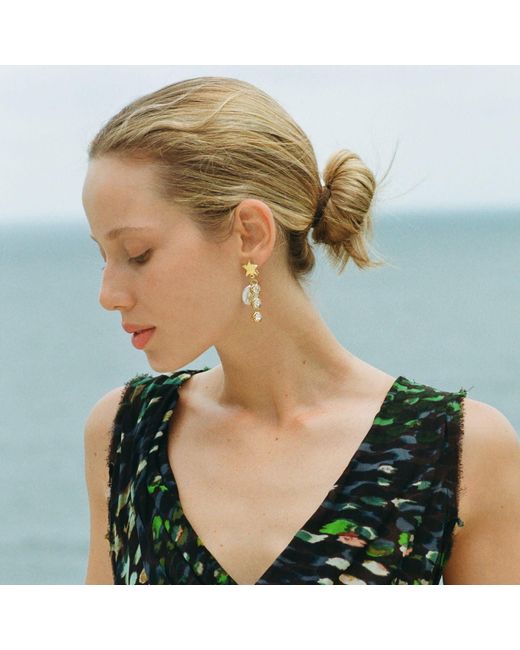 Sccollection Metallic Ziggy Star & Pearl Earrings