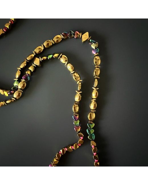 Ebru Jewelry Metallic Good Luck Symbol Design Pendant Hematite Beaded Necklace