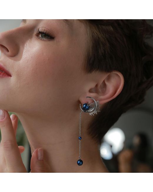 Retro Chic Blue Dandelion Earrings