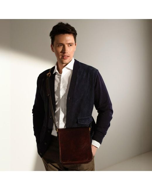 Time Resistance Brown Small Leather Messenger Bag for men