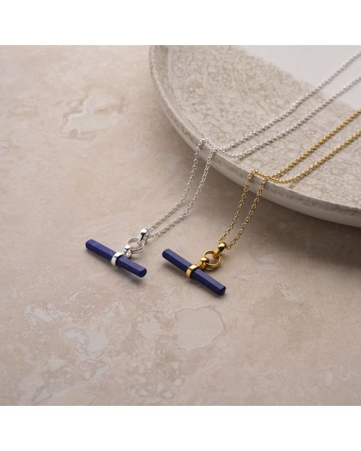 Nellou Jewellery White Lapis T Bar Necklace Sterling