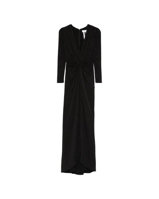 Nissa Black Rhinestone-Embellished Maxi Dress