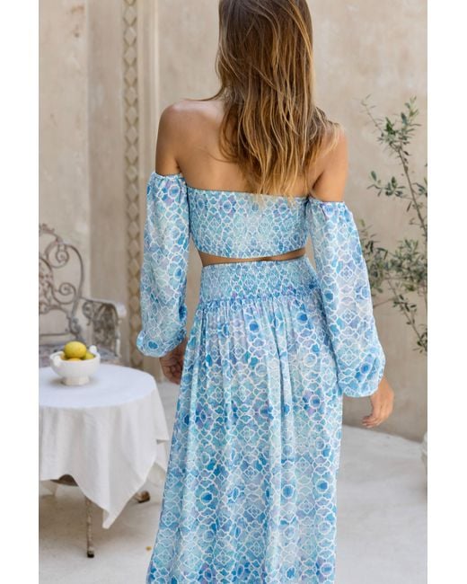 Sophia Alexia Blue Azure Mosaic Fiji Top
