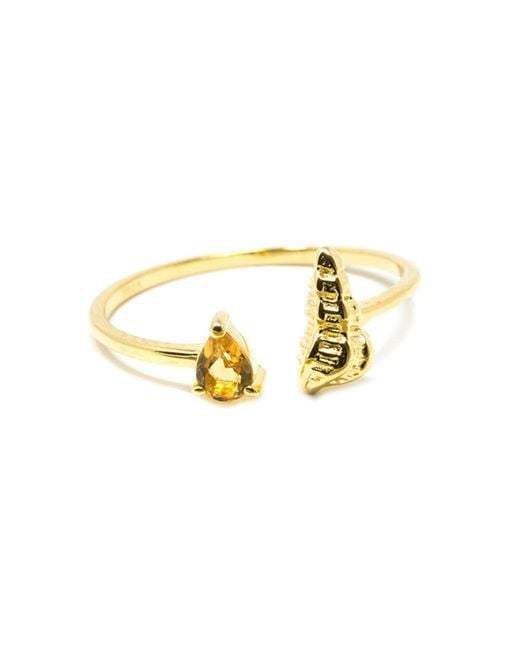 NASI SILVER Metallic Shell Sedef Ring- Citrine