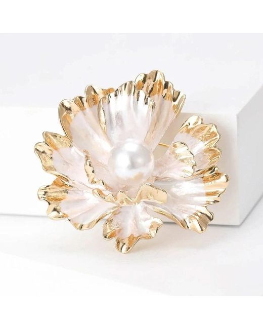 Angel Barocco Metallic Peony Pearl Brooch