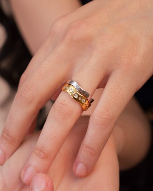 Zynnia Collective Metallic Wave Ring Set