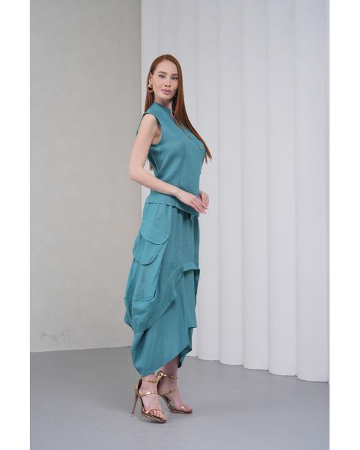 Lumina Eligma Blue The Collar Linen Skirt