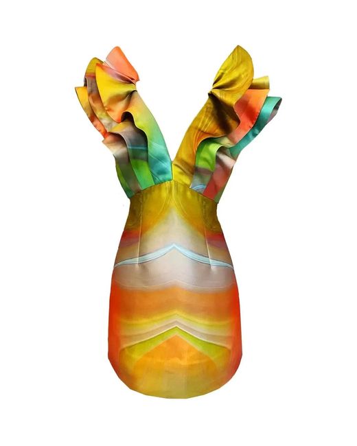 Maxjenny Yellow Butterfly Mini Dress