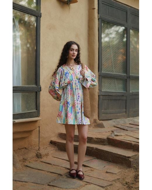 Maison Qala Blue Neutrals Memory Dress