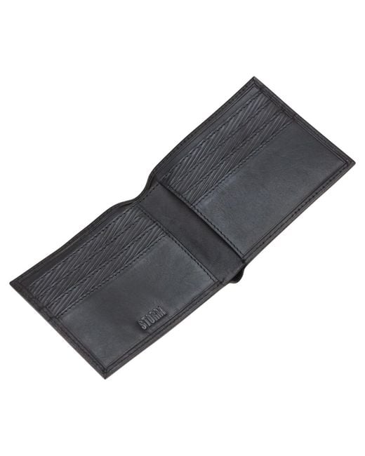 Storm Black Plutus Leather Embossed Wallet for men