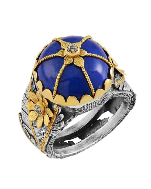 Emma Chapman Jewels Blue Lapis Lazuli Diamond Cocktail Ring