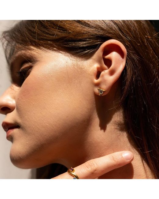 Spero London Metallic Triangle Sterling Stud Earring
