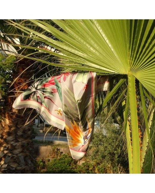 Ralufineart Green Silk Scarf Blossoming Beauty