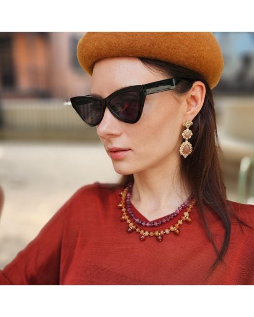 Farra Red Agate Double Layers Statement Necklace