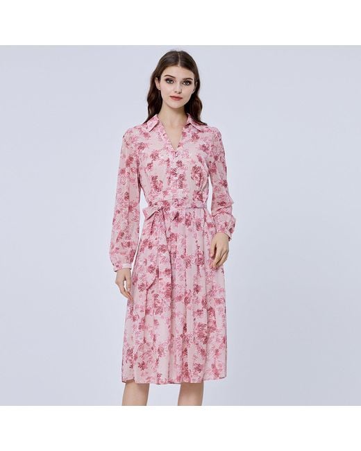 Smart and Joy Pink Floral Print Shirt-Dress