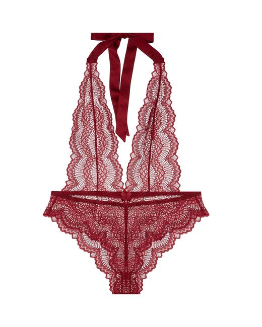 Journelle Red Natalia Bodysuit Bordeaux