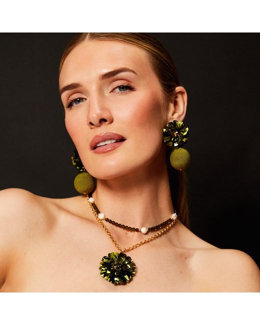 PINAR OZEVLAT Yellow Artichoke Layered Dahlia Necklace