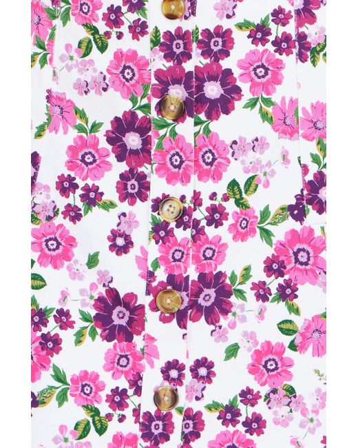 Yumi' Purple Retro Floral Cotton Stretch Mini Skirt