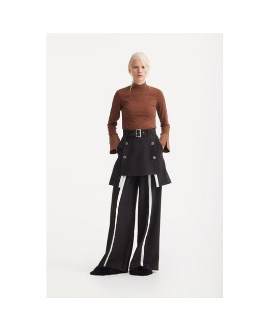 Julia Allert Black Tailored Wool-Blend Trousers With Skirt Overlay – Dark
