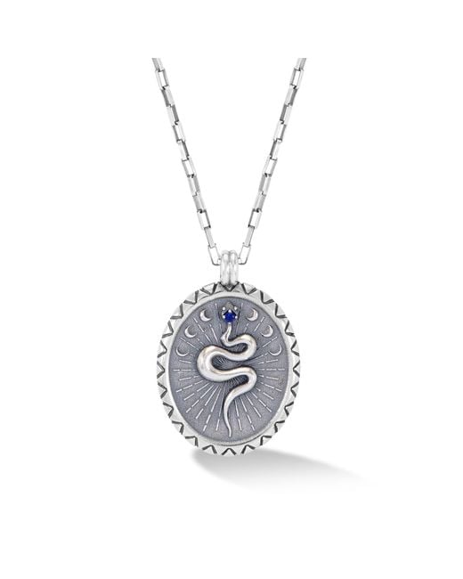 Dower & Hall Metallic Snake Talisman Necklace In Oxidised for men