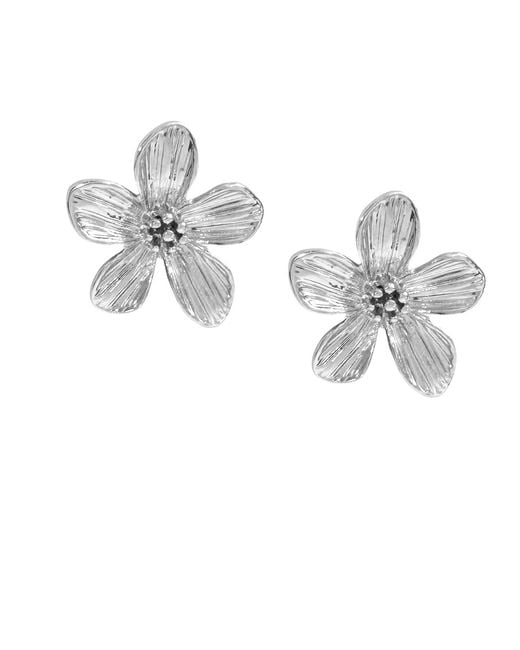 Maison De Gala Metallic Textured Flower Statement Stud Earrings