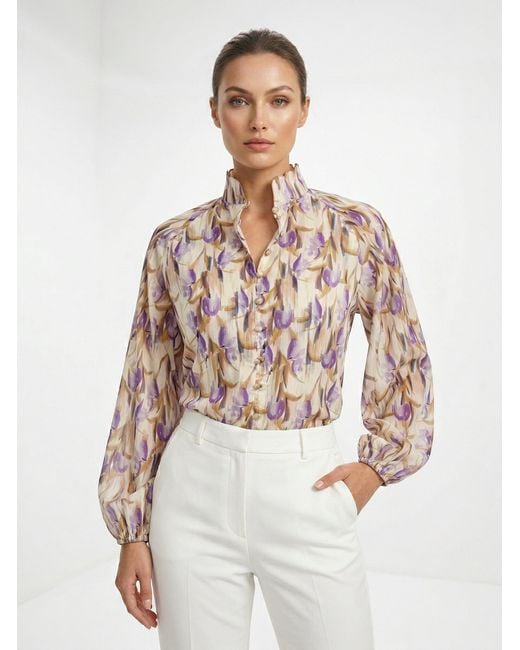 Exquise Multicolor Yesenia High Neck Shirt