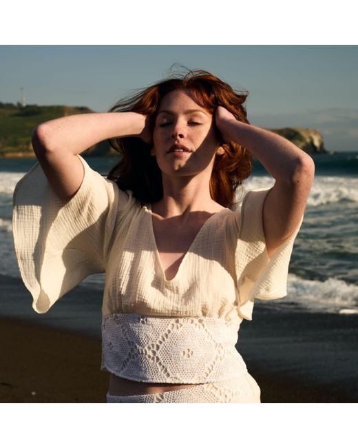 Italia A Collection White Neutrals Seashell Crochet Top