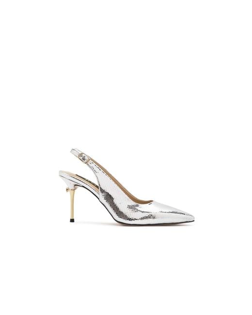 Ilvi White Panya Leather Heeled Sandal With Snake Print