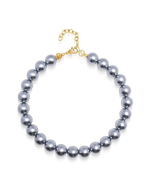 Nialaya Blue Chunky Pearl Choker With Finish