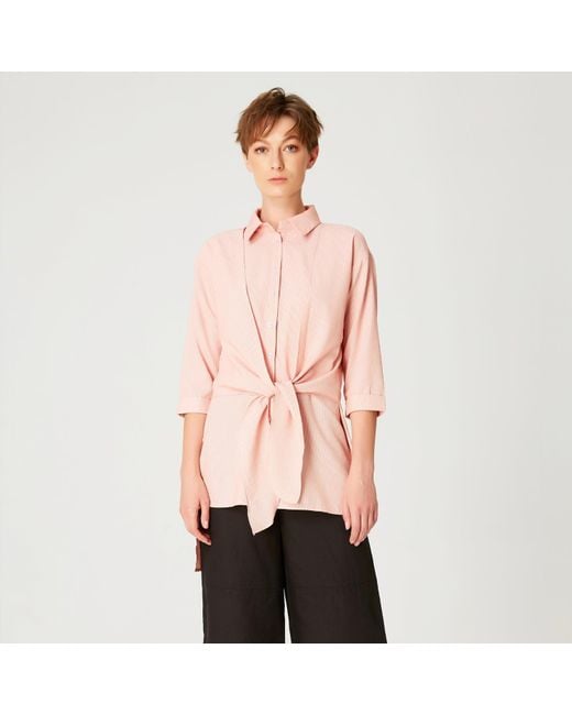 Smart and Joy Pink Long Shirt With Knotted Panels