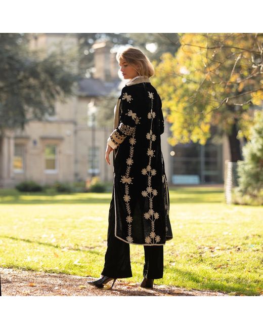 Antra Designs Black Suki Velvet Coat Dress