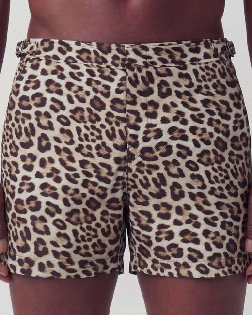 Lords of Harlech Black Pool Leopard Tailored Swim Short for men