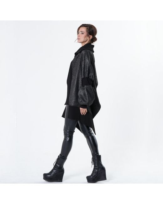 Metamorph Black Extravagant Asymmetrical Metallic Cardigan