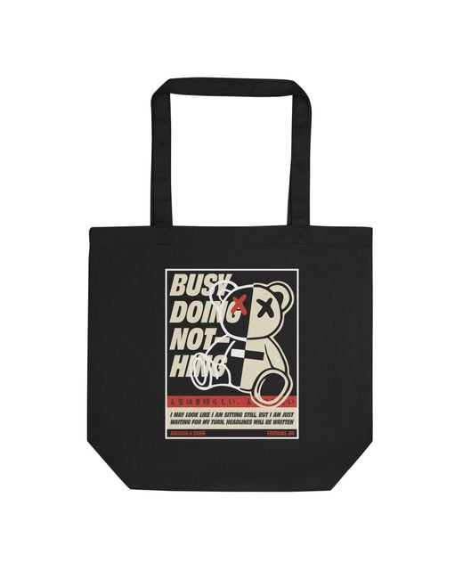 Anchor and Crew Black Four Busy Doing Nothing Editions Recycled Cotton Tote Bag