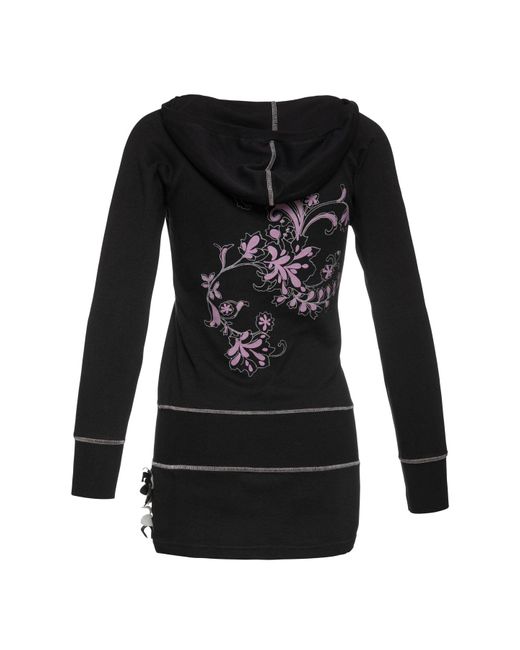 Conquista Black Hooded Tunic With Appliqué Detail