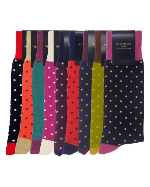 Peper Harow - Made in England Pink Pin Polka Socks Bundle for men