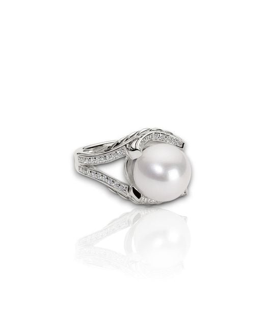 Daneila Léon White Persian Shield Pearl & Lab Diamond Ring