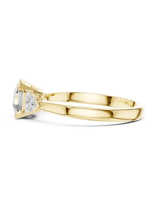 Aya Fine Jewelry Metallic 2 Carat Emerald & Trillion Cut Lab Grown Diamond Engagement Ring