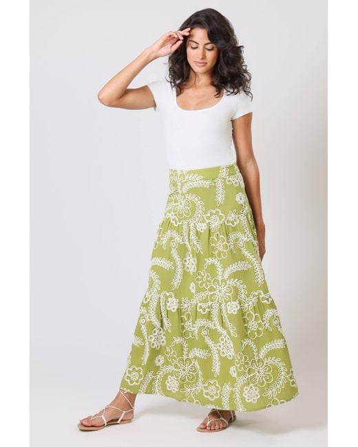 Traffic People Green Sandrine's Smile And Floral Serenity Maxi Skirt