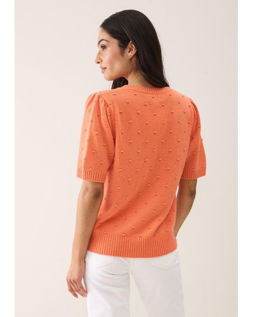 Loop Cashmere Orange Bobble Puff Sleeved Sweater