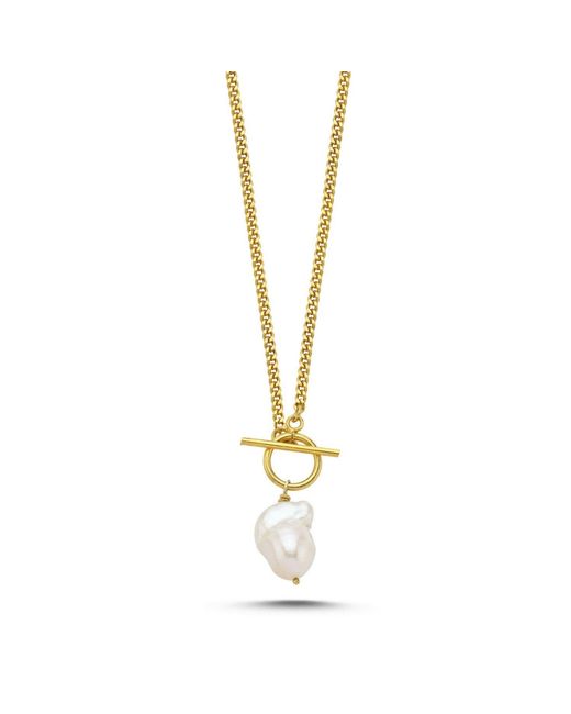 LINYA JEWELLERY Metallic Yao Baroque Pearl Chain Necklace