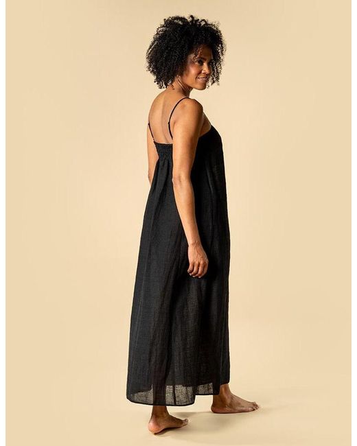 The Summer Edit Black Blake Luxe Linen Bandeau Dress