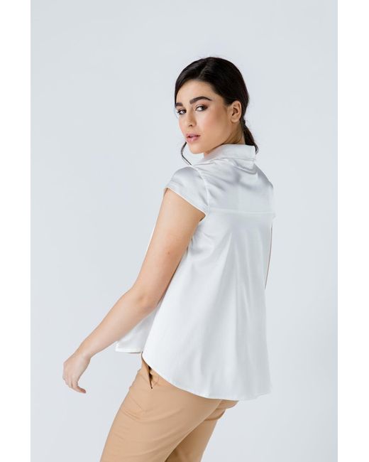 Conquista White Neutrals Ecru Cap Sleeve Shirt