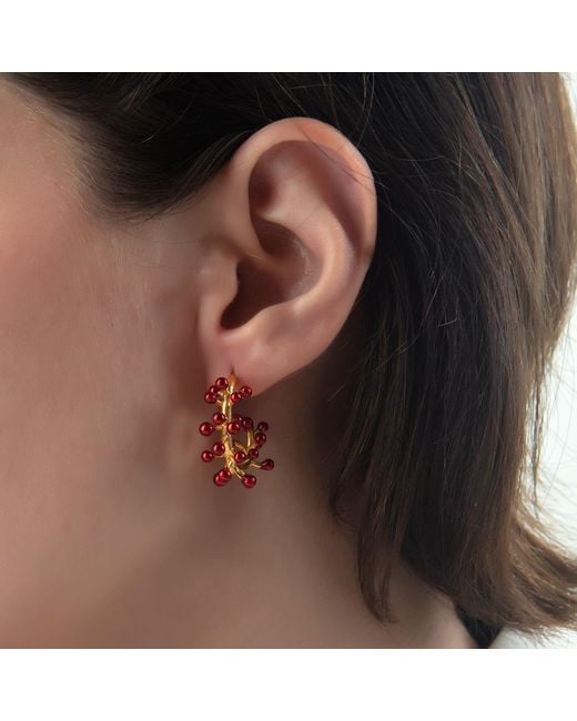 Milou Jewelry Red Charlotte Hoop Earrings