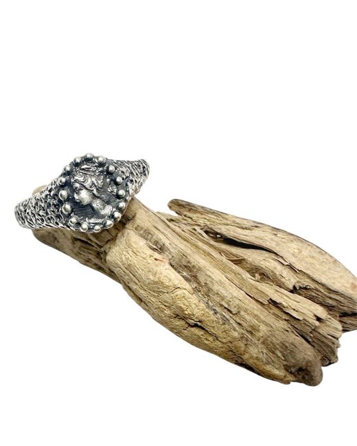 Tg-Jewellery by Tamara Gervasio Multicolor Ancient Cameo Muse Textured Ring – Hand-Carved Sterling