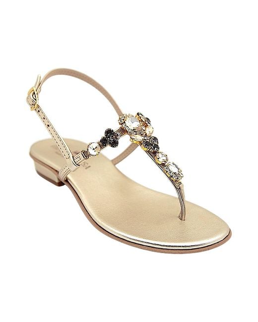 DAMAPREZIOSA Metallic Neutrals Sofia Platinum Jewel Sandal