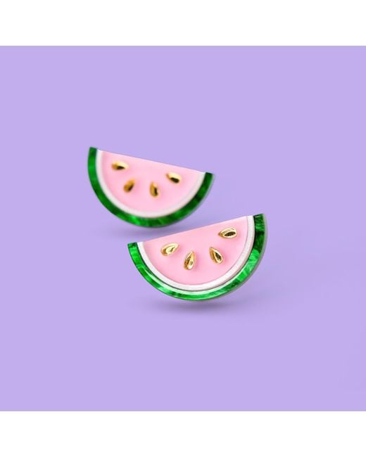 By Chavelli Metallic Watermelon Slice Studs